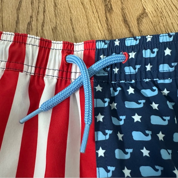 Vineyard Vines Boys L American Flag printed chappy swim trunks - Picture 3 of 8
